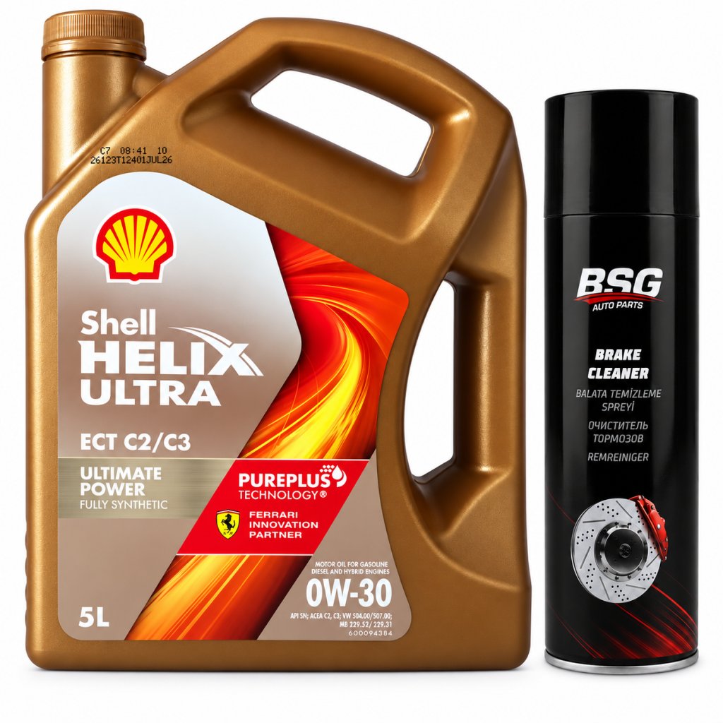 SHELL HELİX ULTRA ECT C2 C3 0W-30 MOTOR YAĞI 5 Litre + Balata Spreyi 500 ml