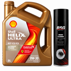 SHELL HELİX ULTRA ECT C2 C3 0W-30 MOTOR YAĞI 5 Litre + Balata Spreyi 500 ml