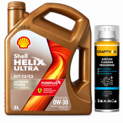 SHELL HELİX ULTRA ECT C2 C3 0W-30 MOTOR YAĞI 5 Litre + Klima Bombası 200 ml