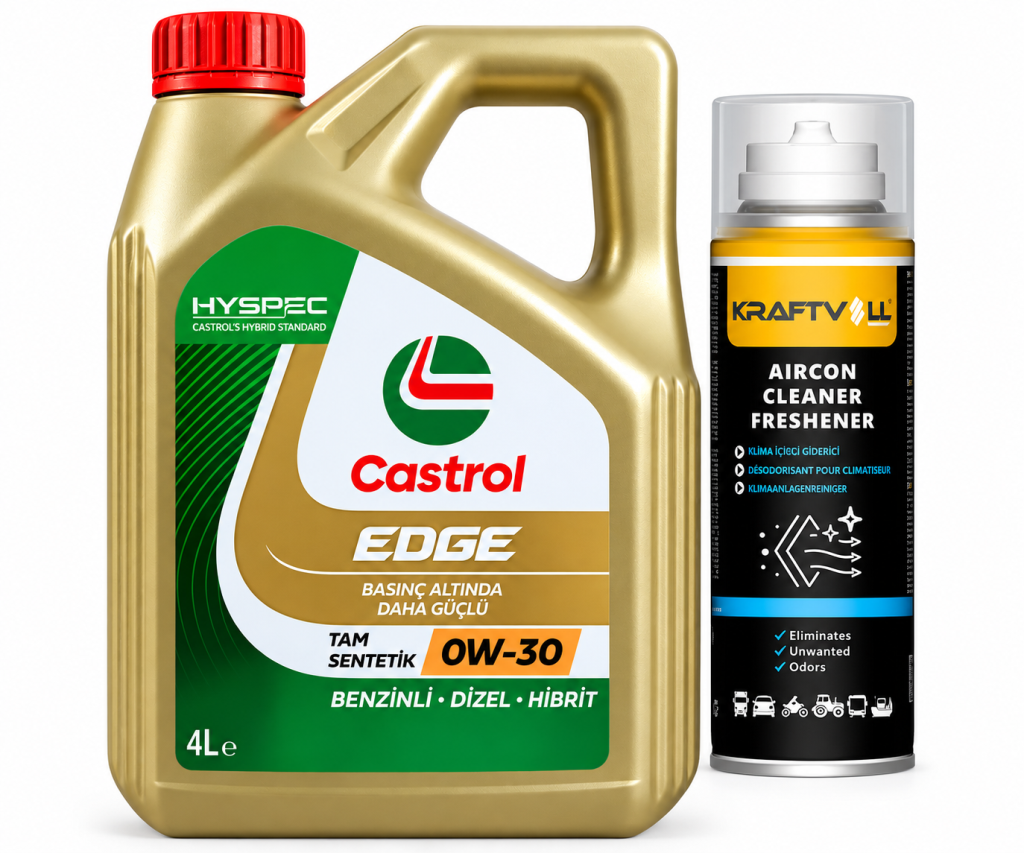 CASTROL EDGE MOTOR YAĞI 0W-30 4 Litre + Klima Bombası 200 ml