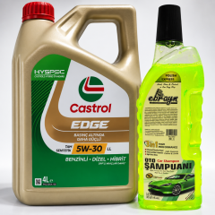 CASTROL EDGE MOTOR YAĞI 5W-30 4 Litre + Oto Şampuan 1000 ml