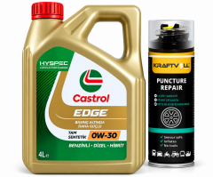 CASTROL EDGE MOTOR YAĞI 0W-30 4 Litre + Lastik Tamir Kiti 400 ml