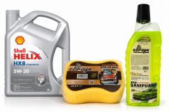 SHELL HELİX HX8 MOTOR YAĞI 5W-30 4 Litre + Oto Şampuan 1000 ml + Yıkama Süngeri