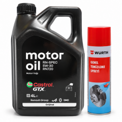 CASTROL MOTOR YAĞI GTX 5W-30 RN720 4 Litre + Würth Balata Spreyi 500 ml