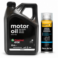 CASTROL MOTOR YAĞI GTX 5W-30 RN720 4 Litre + Klima Bombası 200 ml