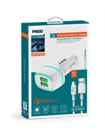 PHIXI ÇAKMAK ŞARJ SOKETİ PD ÇİFT USB KABLOLU TYPE C 30W