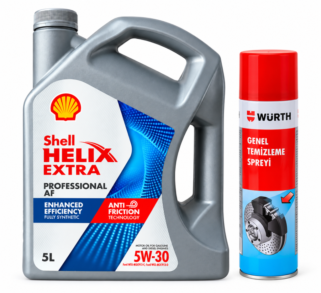SHELL HELIX EXTRA PRO AF 5W-30 5 Litre + Würth Balata Spreyi 500 ml