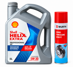 SHELL HELIX EXTRA PRO AF 5W-30 5 Litre + Würth Balata Spreyi 500 ml