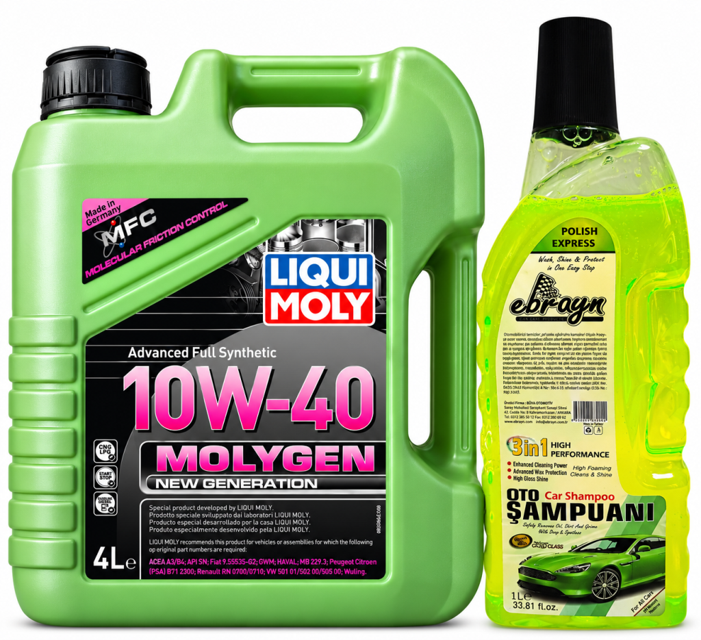 Liqui Moly Molygen New Generation 10W-40 Motor Yağı 4 Litre + Oto Şampuan 1000 ml