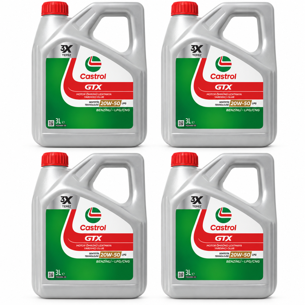 CASTROL GTX MOTOR YAĞI 20W-50 LPG 4 X 3 Litre
