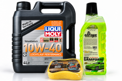 Liqui Moly Leichtlauf Performance 10W-40 Motor Yağı 4 Litre + Oto Şampuan 1000 ml + Yıkama Süngeri