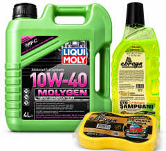 Liqui Moly Molygen New Generation 10W-40 Motor Yağı 4 Litre + Oto Şampuan 1000 ml + Yıkama Süngeri