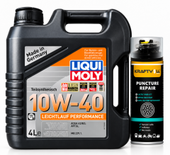 Liqui Moly Leichtlauf Performance 10W-40 Motor Yağı 4 Litre + Lastik Tamir Kiti 400 ml