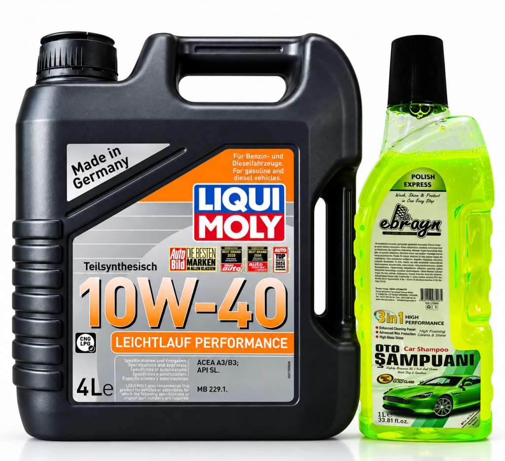 Liqui Moly Leichtlauf Performance 10W-40 Motor Yağı 4 Litre + Oto Şampuan 1000 ml