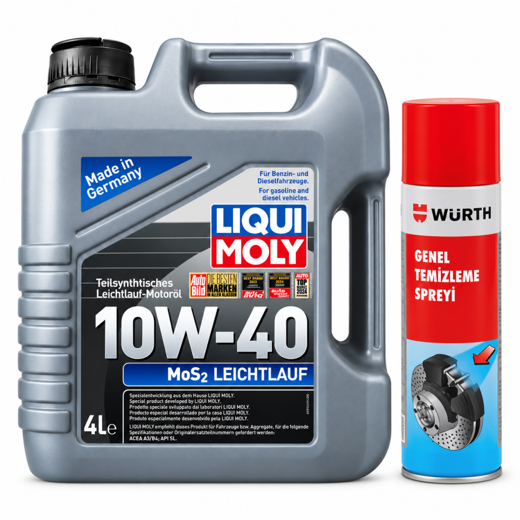 Liqui Moly Mos2 Leichtlauf 10W-40 Motor Yağı 4 Litre + Würth Balata Spreyi 500 ml