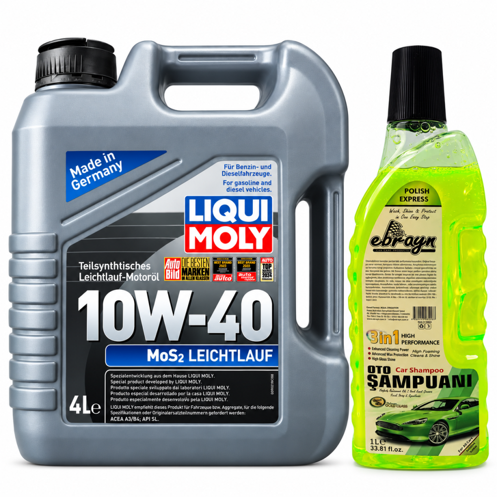 Liqui Moly Mos2 Leichtlauf 10W-40 Motor Yağı 4 Litre + Oto Şampuan 1000 ml
