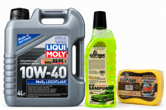 Liqui Moly Mos2 Leichtlauf 10W-40 Motor Yağı 4 Litre + Oto Şampuan 1000 ml + Yıkama Süngeri