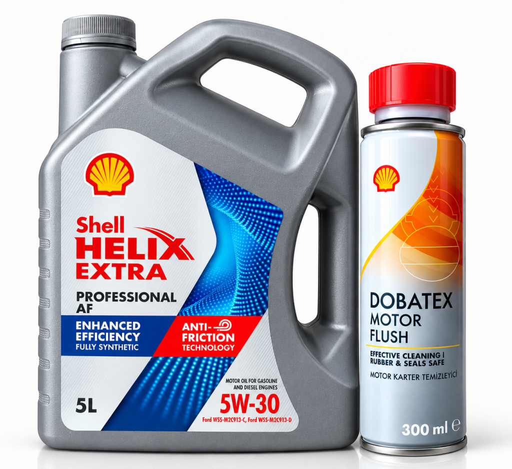 SHELL HELIX EXTRA PRO AF 5W-30 5 Litre + Shell Motor ve Karter İçi Temizleyici 300 ml