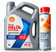 SHELL HELIX EXTRA PRO AF 5W-30 5 Litre + Shell Motor ve Karter İçi Temizleyici 300 ml