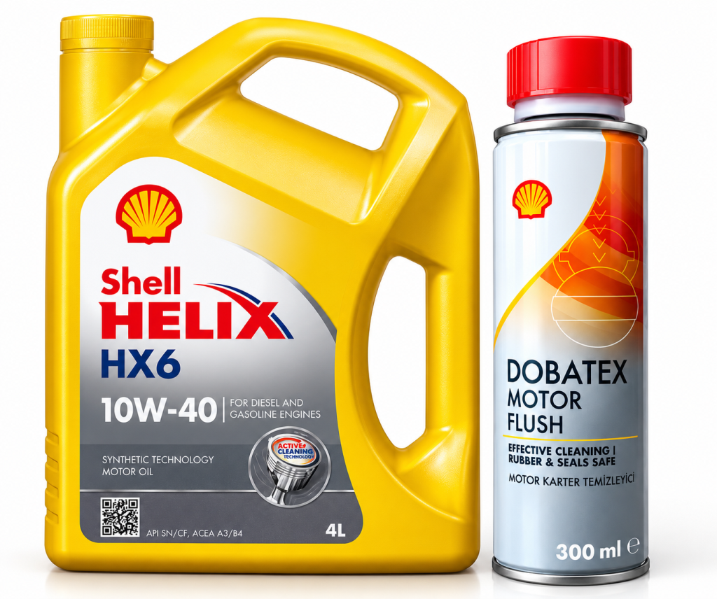 SHELL HELİX HX6 MOTOR YAĞI 10W-40 4 Litre + Shell Motor ve Karter İçi Temizleyici 300 ml