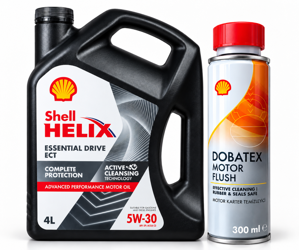 SHELL HELİX ESSENTIAL DRIVE ECT DPF 5W-30 4 Litre + Shell Motor ve Karter İçi Temizleyici 300 ml
