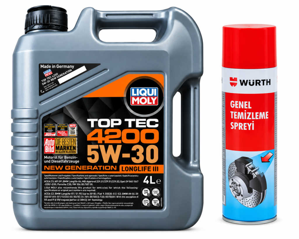 Liqui Moly Top Tec 4200 5W-30 Motor Yağı 4 Litre + Würth Balata Spreyi 500 ml