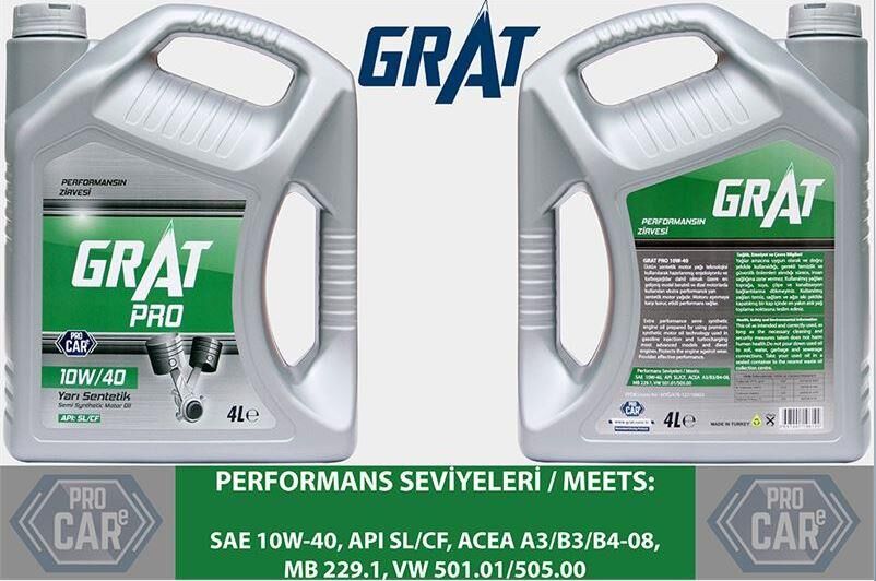 GRAT MOTOR YAĞI 10W-40 YARI SENTETİK API SL/CF 4LT Ü.T :2021