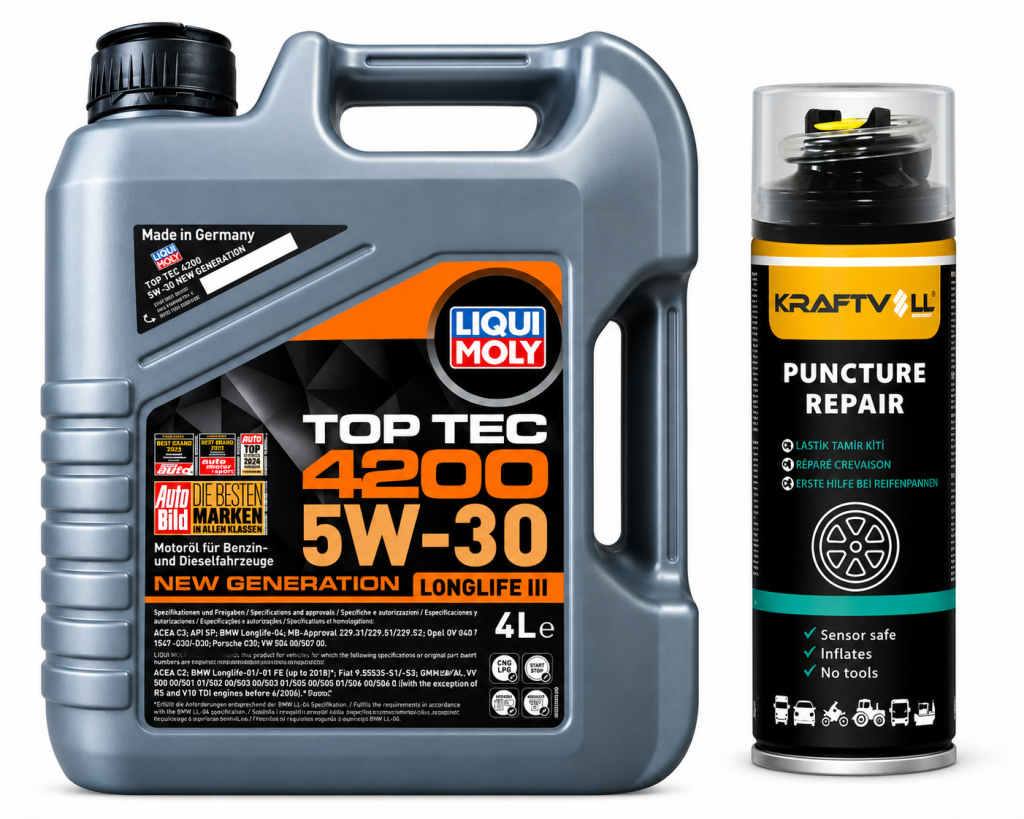 Liqui Moly Top Tec 4200 5W-30 Motor Yağı 4 Litre + Lastik Tamir Kiti 400 ml