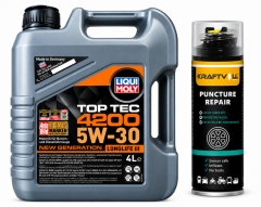 Liqui Moly Top Tec 4200 5W-30 Motor Yağı 4 Litre + Lastik Tamir Kiti 400 ml