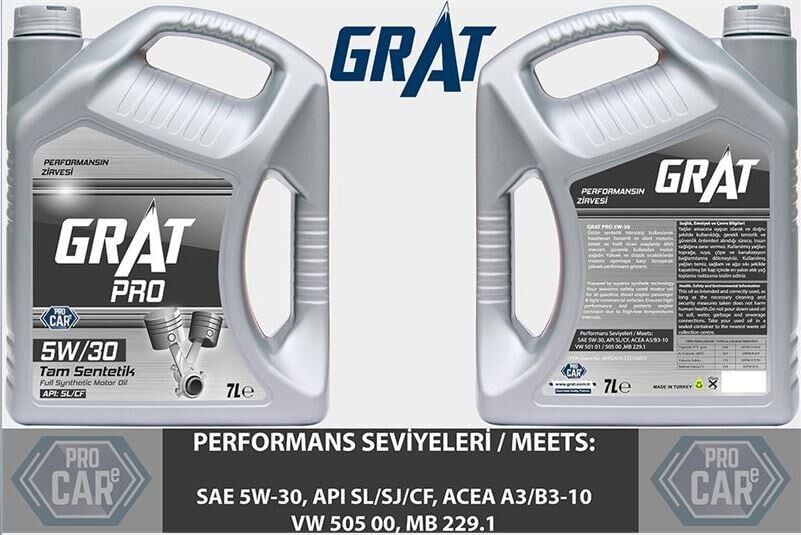 GRAT MOTOR YAĞI 5W-30 TAM SENTETİK API SL/CF 7LT