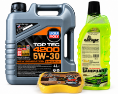 Liqui Moly Top Tec 4200 5W-30 Motor Yağı 4 Litre + Oto Şampuan 1000 ml + Yıkama Süngeri