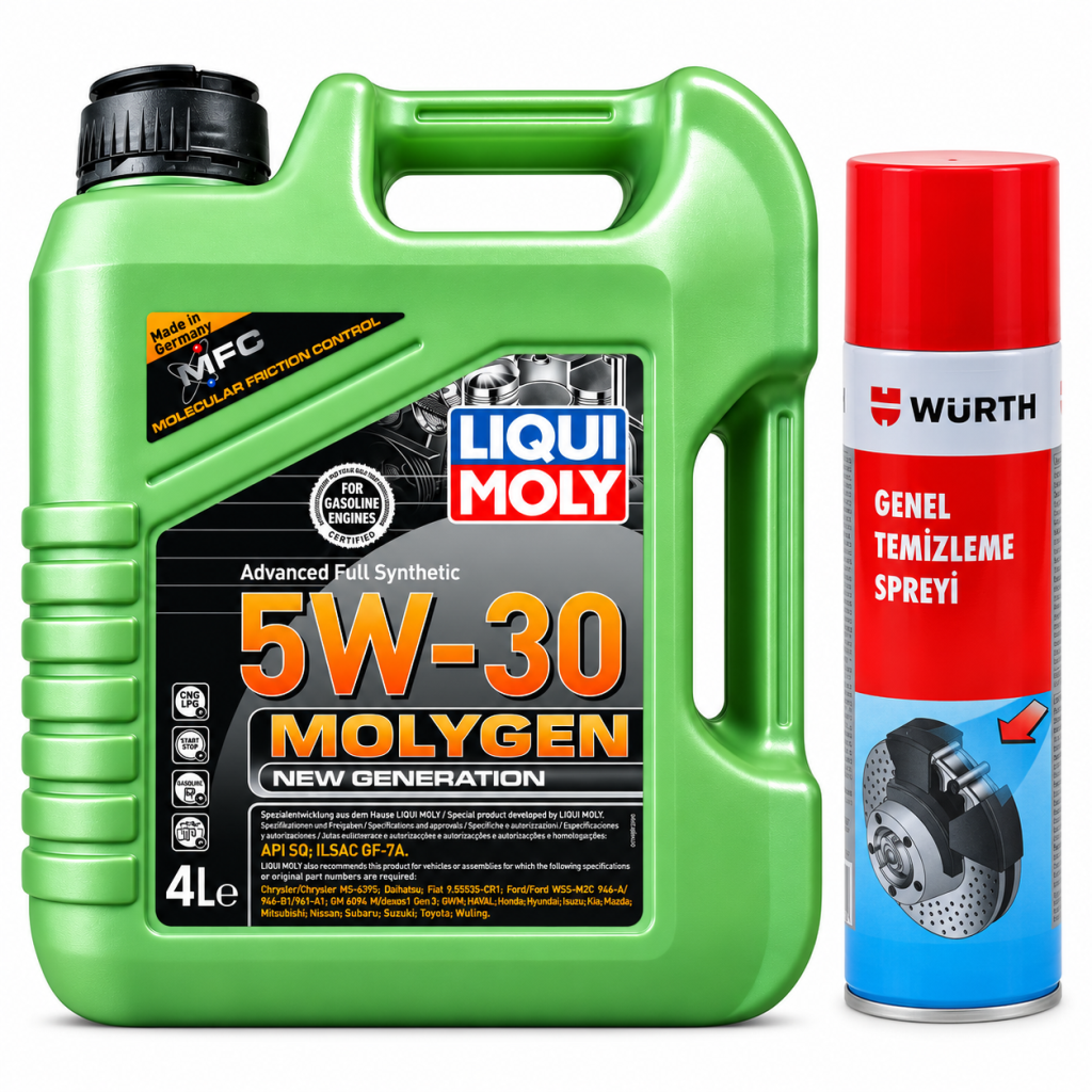 Liqui Moly Molygen New Generation 5W-30 Motor Yağı 4 Litre + Würth Balata Spreyi 500 ml
