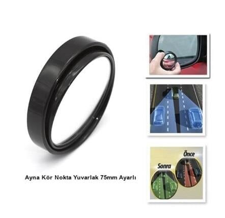 CARUB AYNA KÖR NOKTA YUVARLAK 75mm AYARLI SİYAH