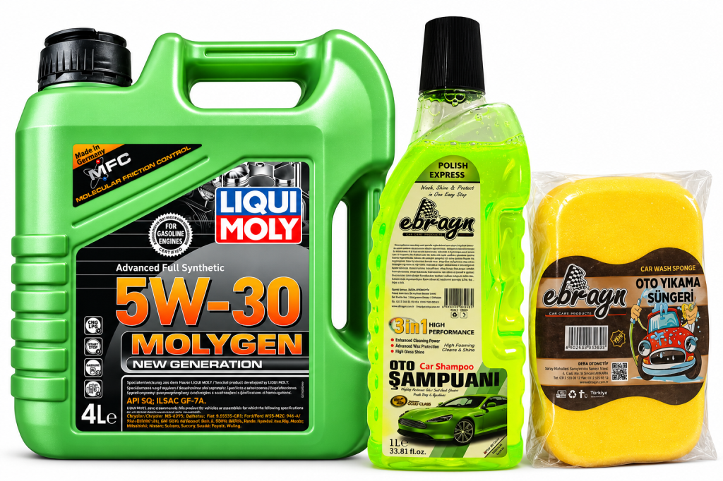 Liqui Moly Molygen New Generation 5W-30 Motor Yağı 4 Litre + Oto Şampuan 1000 ml + Yıkama Süngeri