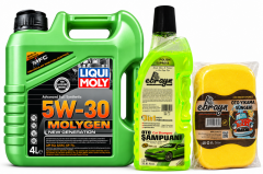 Liqui Moly Molygen New Generation 5W-30 Motor Yağı 4 Litre + Oto Şampuan 1000 ml + Yıkama Süngeri