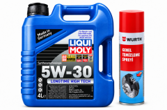 Liqui Moly Longtime High Tech 5W-30 Motor Yağı 4 Litre + Würth Balata Spreyi 500 ml