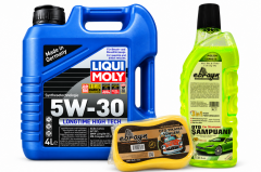 Liqui Moly Longtime High Tech 5W-30 Motor Yağı 4 Litre + Oto Şampuan 1000 ml + Yıkama Süngeri