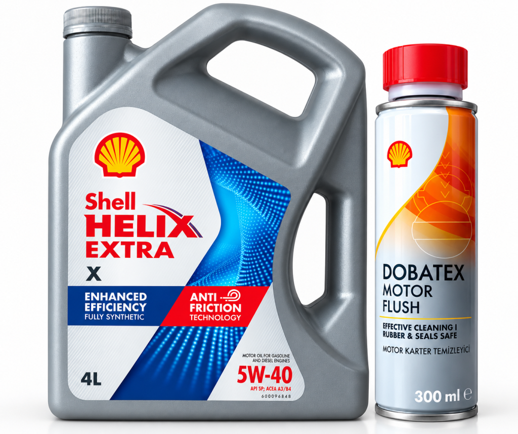 SHELL HELİX EXTRA X MOTOR YAĞI 5W-40 4 Litre + Shell Motor ve Karter İçi Temizleyici 300 ml
