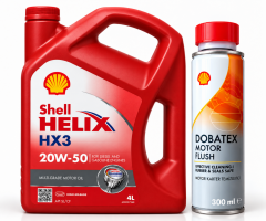 SHELL HELİX HX3 20W-50 MOTOR YAĞI 4 Litre + Shell Motor ve Karter İçi Temizleyici 300 ml