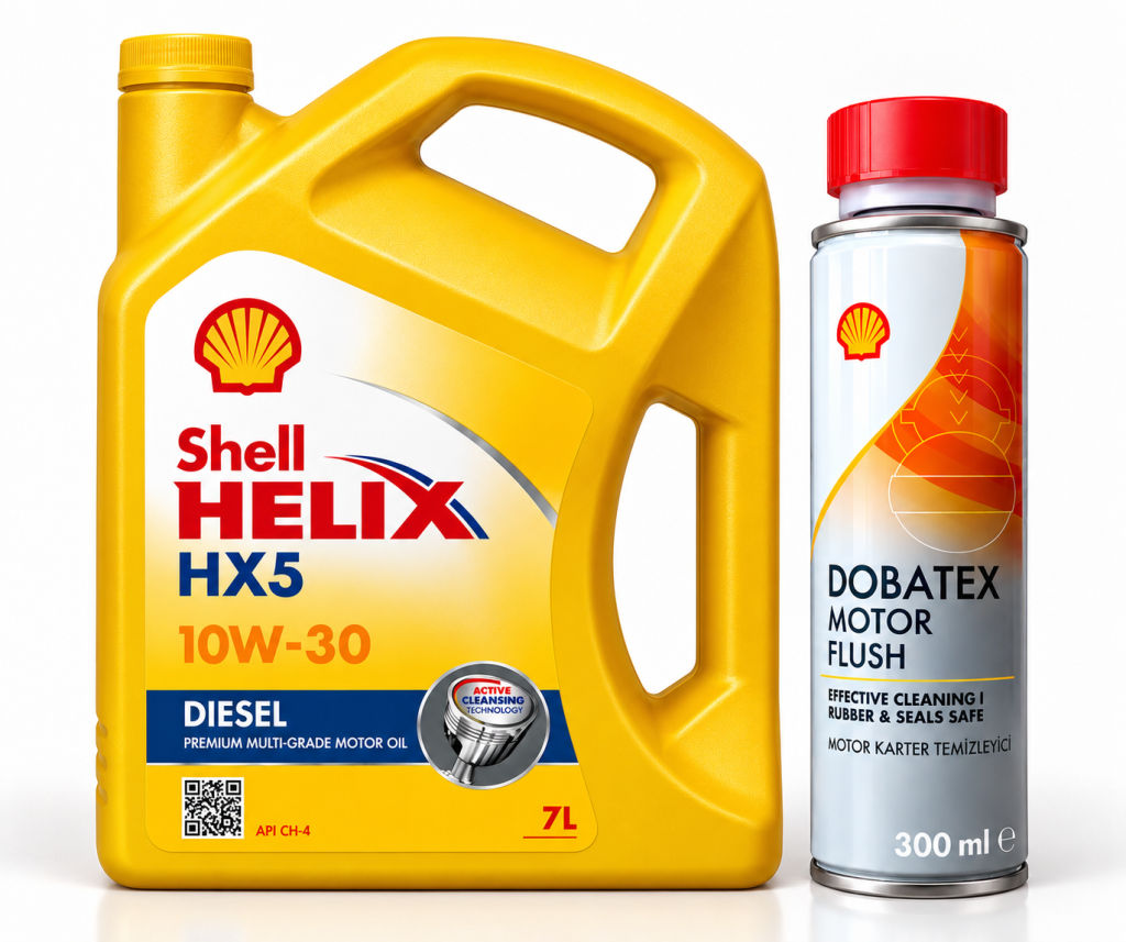 SHELL HELİX HX5 DİZEL 10W-30 7 Litre + Shell Motor ve Karter İçi Temizleyici 300 ml