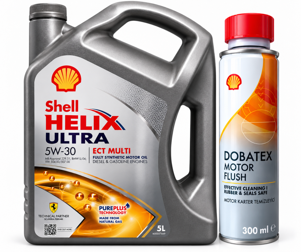 SHELL HELİX ULTRA 5W-30 ECT MULTİ 5 Litre + Shell Motor ve Karter İçi Temizleyici 300 ml