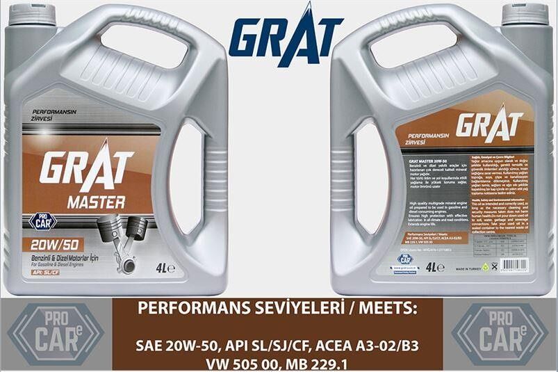 GRAT MOTOR YAĞI 20W-50 API SL/CF 4 LT