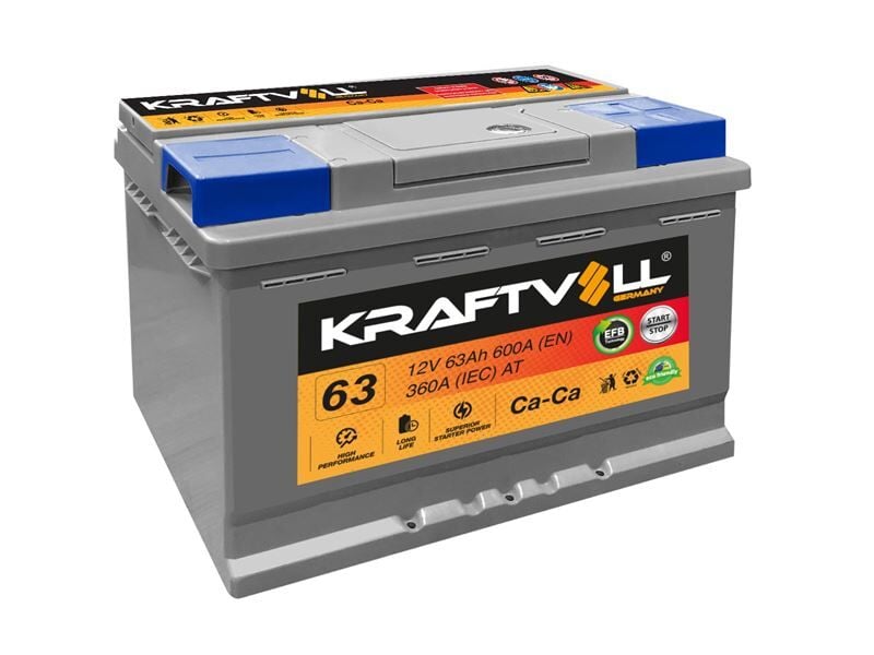 Kraftvoll AKU 12V 63 AH 600A START STOP EFB L2T (175 X 242 X 190 )