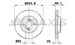 Braxis ON FREN DISKI (AYNASI) HAVALI TOYOTA COROLLA 1.4 1.6 VVTI (E12) 2003-2007 (255X4)