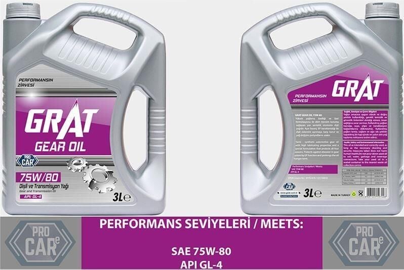 GRAT ŞANZIMAN YAĞI GL-4 75W-80 3 LT ÜRETİM :2023