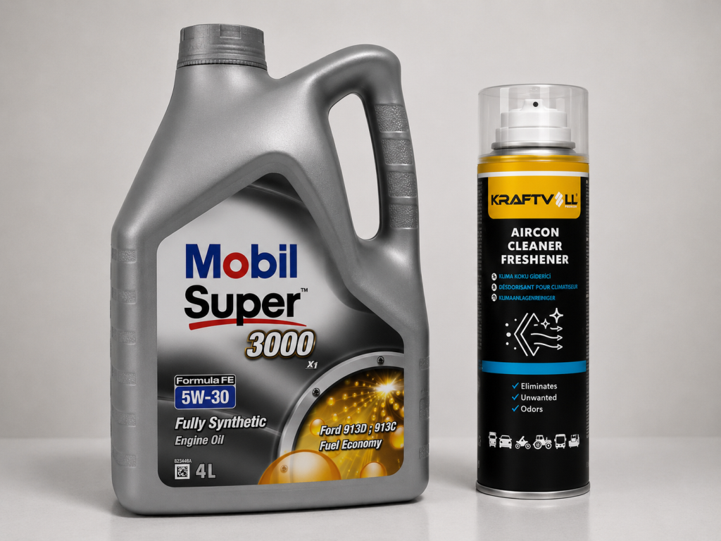 MOBİL SÜPER 3000 X1 FE 5W-30 MOTOR YAĞI 4 Litre + Klima Bombası 200 ml