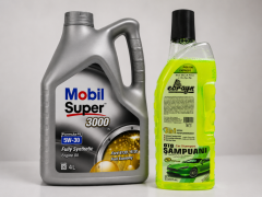 MOBİL SÜPER 3000 X1 FE 5W-30 MOTOR YAĞI 4 Litre + Oto Şampuan 1000 ml