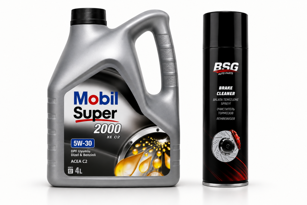 MOBİL SÜPER 2000 XE ACEA C2 5W-30 DPF MOTOR YAĞI 4 Litre + Balata Spreyi 500 ml