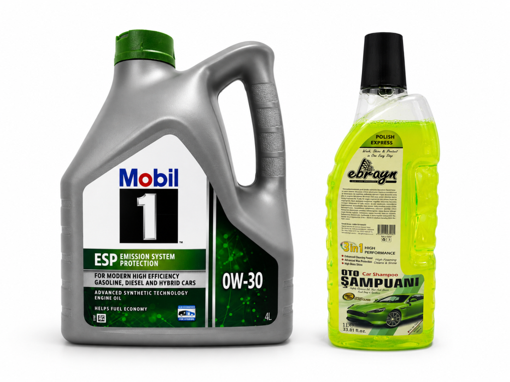 MOBİL 1 ESP 0W-30 TAM SENTETİK MOTOR YAĞI 4 Litre + Oto Şampuan 1000 ml