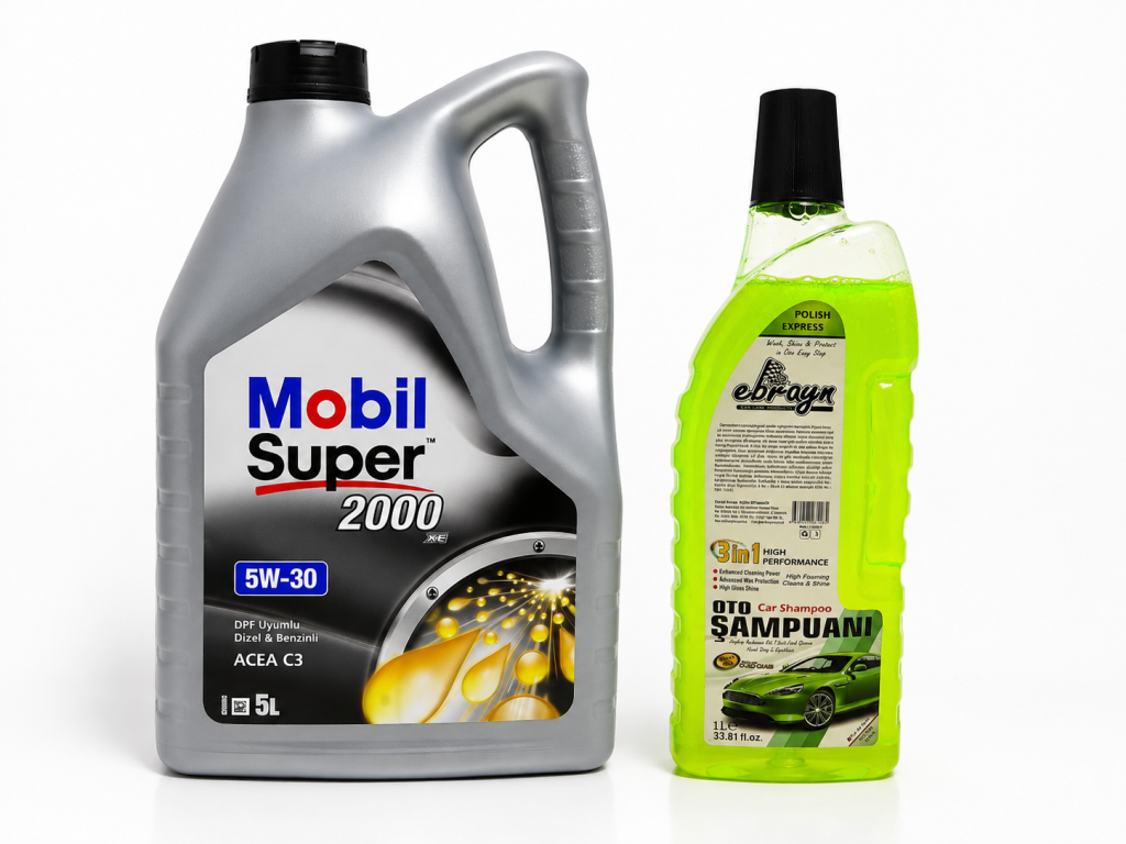 MOBİL SÜPER 2000 XE ACEA C3 5W-30 DPF MOTOR YAĞI 5 Litre + Oto Şampuan 1000 ml